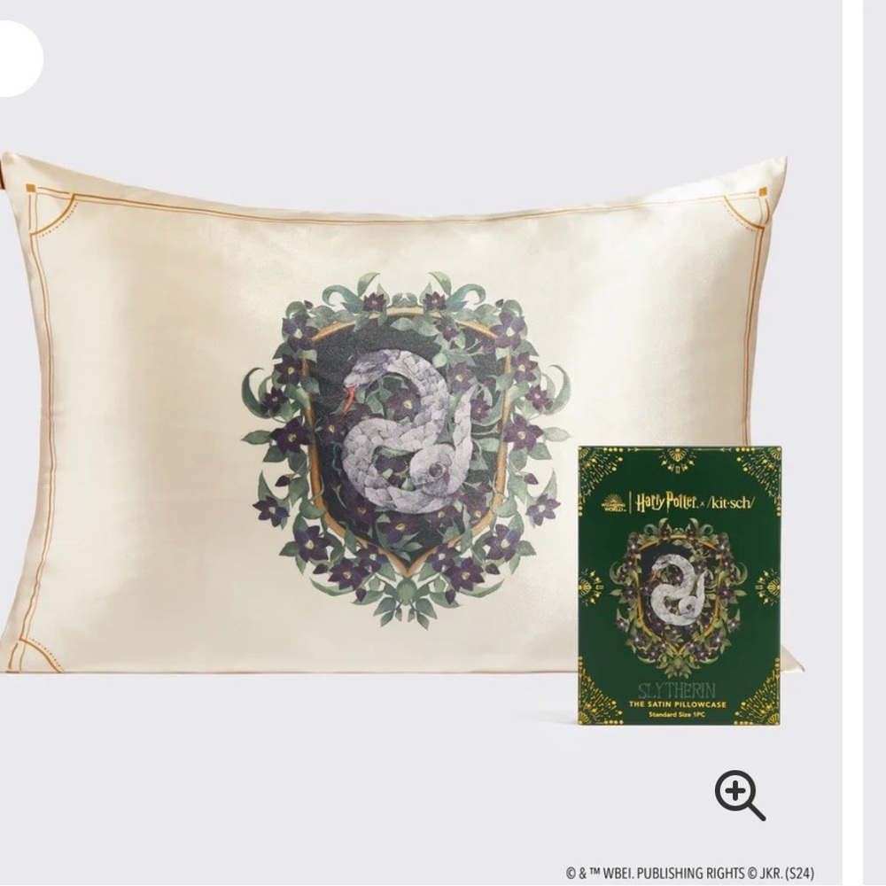 Kitsch Cream Satin Pillowcase with Serpent Crest